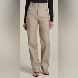 American Tall Womens Khaki Stretch Twill Wide Leg Pants Tag 14T Actual 32 x 32.5